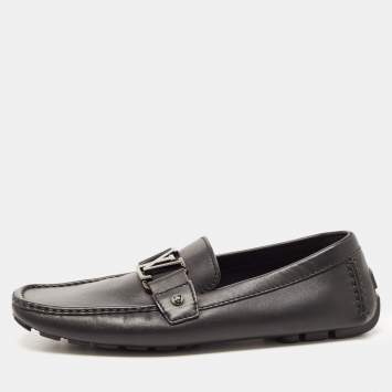 Pre Owned Louis Vuitton Black Leather Monte Carlo Loafers Size 42