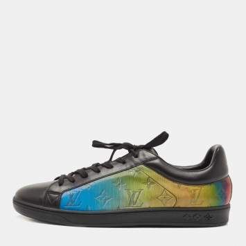 مملوكة مسبقًا Louis Vuitton Black/ Iridescent Leather and PVC Luxembourg Low Top Sneakers Size 43.5 