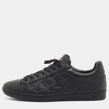 Pre Owned Louis Vuitton Black Leather Luxembourg Sneakers Size 45