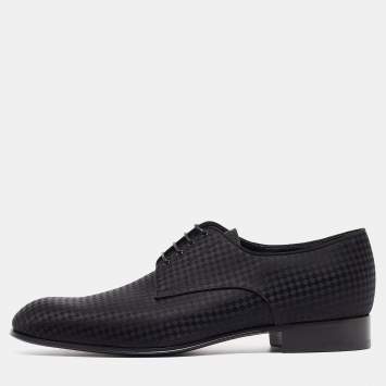 Pre Owned Louis Vuitton Black Petit Damier Fabric Solferino Derby Size 42