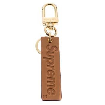 Pre Owned Louis Vuitton Supreme Logo Brown Leather Key Ring / Keychain