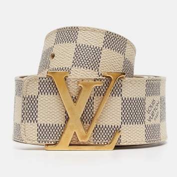 Pre Owned Louis Vuitton Damier Azur Canvas LV Initiales Belt 95CM