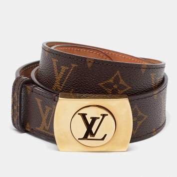 Pre Owned Louis Vuitton Monogram Canvas LV Cut Belt 90CM