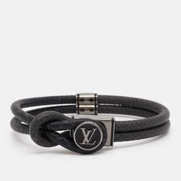 Pre Owned Louis Vuitton Loop It Coated Canvas Enamel Gunmetal Tone Bracelet