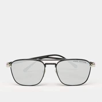 Pre Owned Louis Vuitton Black Mirrored Z2425U LV Signature Square Sunglasses