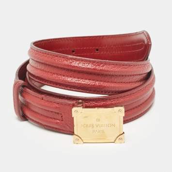 Pre Owned Louis Vuitton Red Leather Pandora Belt 90CM