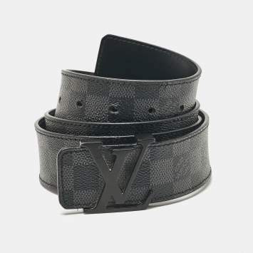 Pre Owned Louis Vuitton Damier Graphite Canvas LV Initiales Belt 105 CM