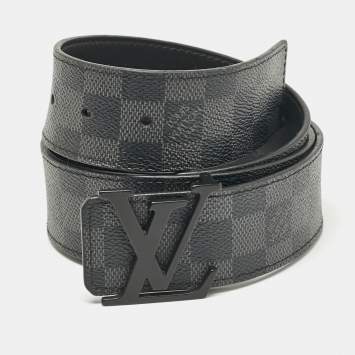 Pre Owned Louis Vuitton Damier Graphite Canvas LV Initiales Belt 100 CM