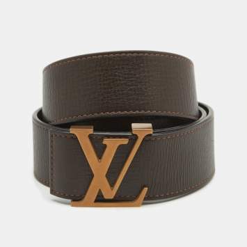Pre Owned Louis Vuitton Dark Brown Leather LV Initiales Belt 100CM