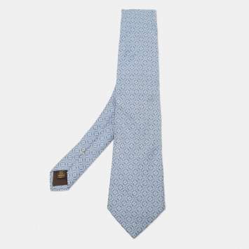 Pre Owned Louis Vuitton Blue Patterned Silk Tie