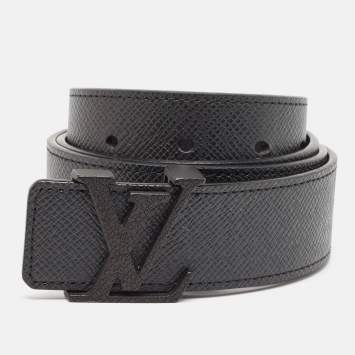 Pre Owned Louis Vuitton Black Taiga Leather LV Initiales Belt 90CM