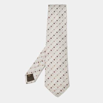 Louis Vuitton Grey Monogram Patterned Silk Tie 
