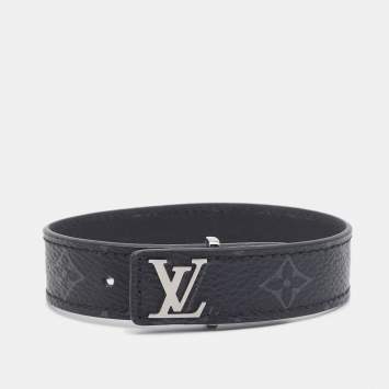 Louis Vuitton LV Slim Canvas Silver Tone Bracelet