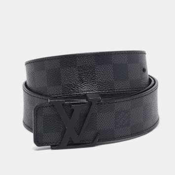Pre Owned Louis Vuitton Damier Graphite Canvas LV Initiales Belt 95 CM