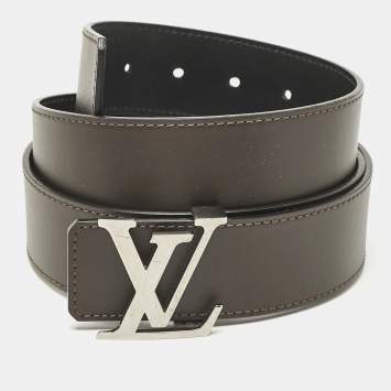Pre Owned Louis Vuitton Black/Dark Brown Leather LV Initiales Reversible Belt 100CM
