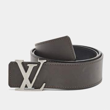 Pre Owned Louis Vuitton Dark Brown/Black Leather LV Initiales Reversible Belt 90CM