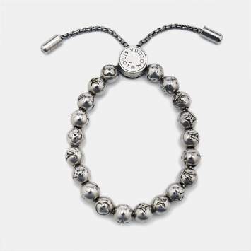 Pre Owned Louis Vuitton Monogram Beads Silver Tone Bracelet