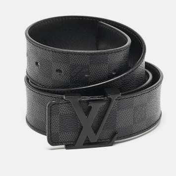 Pre Owned Louis Vuitton Damier Graphite Canvas LV Initiales Belt 105CM