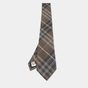 Louis Vuitton Grey Silk Checks Classic Tie 
