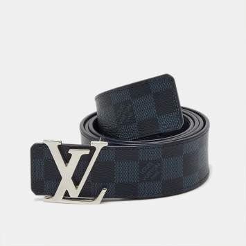 Pre Owned Louis Vuitton Damier Cobalt Canvas LV Initiales Belt 95CM
