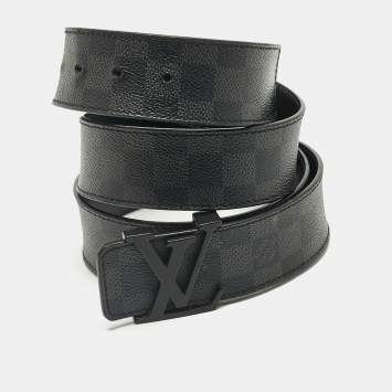 Pre Owned Louis Vuitton Damier Graphite Canvas LV Initiales Belt 110CM