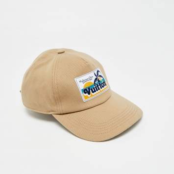 Pre Owned Louis Vuitton Beige Palm Tree Patch Cotton Baseball Cap