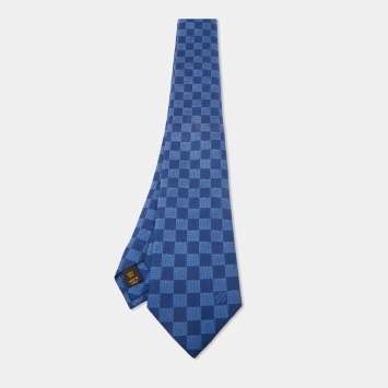 Pre Owned Louis Vuitton Blue Damier Silk Tie