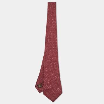 Pre Owned Louis Vuitton Maroon LV Print Silk Tie