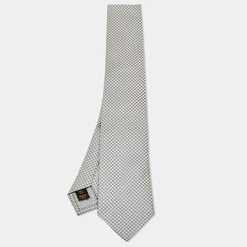 Pre Owned Louis Vuitton Grey Damier Silk Tie