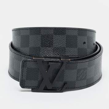 Pre Owned Louis Vuitton LV Initiales 90 CM Buckle Belt Damier Graphite Canvas