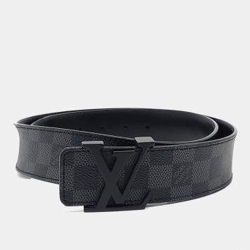 Pre Owned Louis Vuitton Black Leather Graphite Belt
