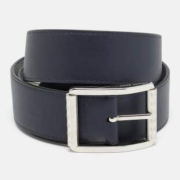Pre Owned Louis Vuitton 100 CM Reversible Buckle Belt Blanc/Marine Monogram Canvas and Leather