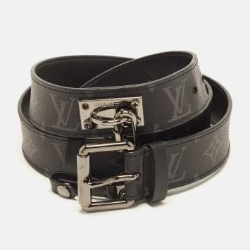 مملوكة مسبقًا Louis Vuitton Signature Chain 100 CM Buckle Belt Monogram Eclipse Canvas