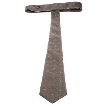 Pre Owned Louis Vuitton Brown Monogram Mix Patterned Silk Jacquard Tie