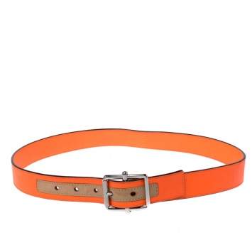 Pre Owned Louis Vuitton Neon Orange Damier Infini Leather Belt Size 85CM