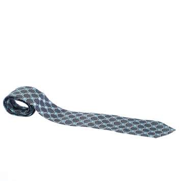 Pre Owned Boss By Hugo Boss Blue Jacquard Classic Silk Tie
