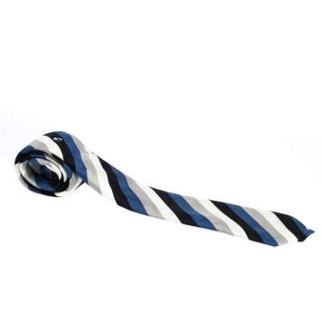 Pre Owned Louis Vuitton Multicolor Diagonal Striped LV Cup Silk Tie 