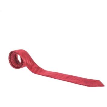 Pre Owned Louis Vuitton Red Damier Pattern Jacquard Traditional Silk Tie