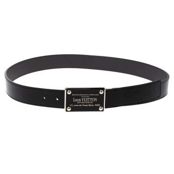 Pre Owned Louis Vuitton Black Damier Embossed Leather Inventeur Belt 95CM