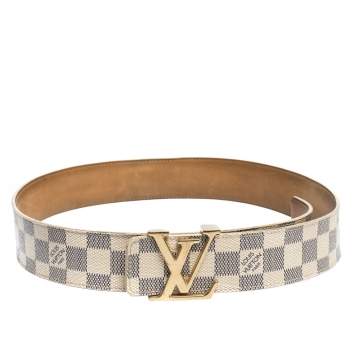 Pre Owned Louis Vuitton Damier Azur Canvas LV Initiales Belt 85CM