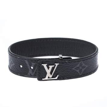 Pre Owned Louis Vuitton Eclipse Monogram Coated Canvas Slim Bracelet Size 21