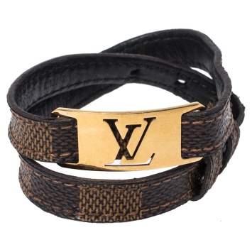 Pre Owned Louis Vuitton Damier Canvas Sign It Double Wrap Bracelet 19 CM