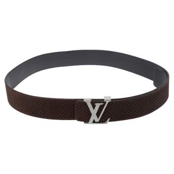 Pre Owned Louis Vuitton Mini Damier Ebene Suede LV Initiales Belt 100CM