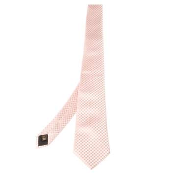 Pre Owned Louis Vuitton Pink Checked Jacquard Silk Tie