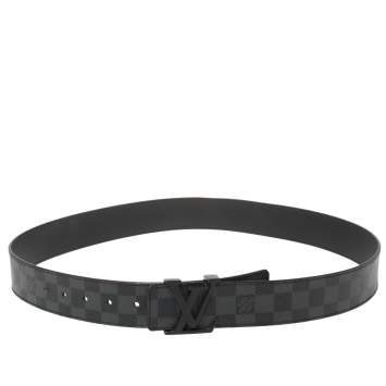 Pre Owned Louis Vuitton Damier Graphite Canvas LV Initiales Belt 100CM