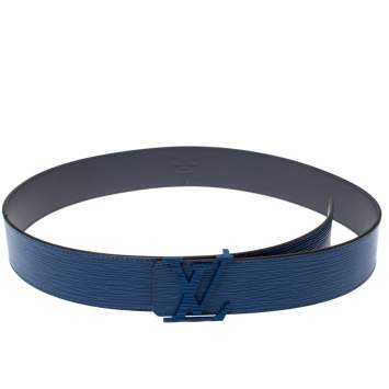 Pre Owned Louis Vuitton Blue Epi Leather LV Initiales Belt 90CM