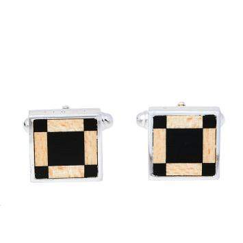Pre Owned Louis Vuitton Damier Sterling Silver Wooden Square Cufflinks