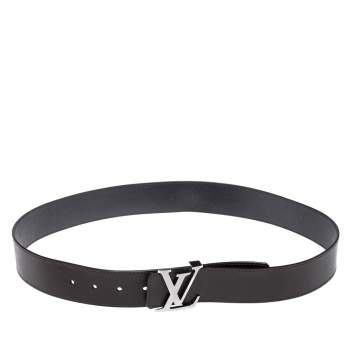 Pre Owned Louis Vuitton Black/Dark Brown Leather Initiales Reversible Belt 90CM