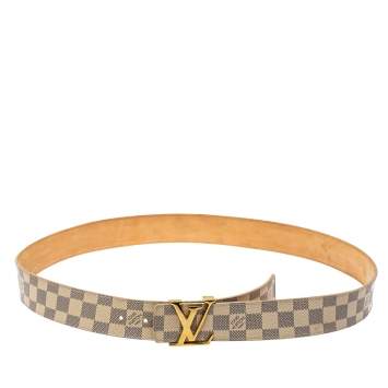 Pre Owned Louis Vuitton Damier Azur Canvas LV Initiales Belt 110CM
