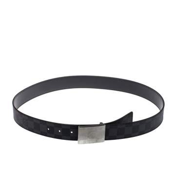 Pre Owned Louis Vuitton Damier Graphite Canvas Damier Plate Reversible Belt 95CM